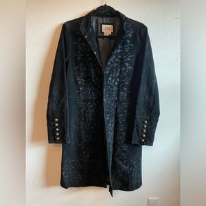 Vintage Black Leather Jacket, Live A Little size M, pirate